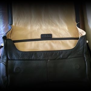 Cole Haan Black Pebbled Leather Messenger Bag Cross body Bag  W/Strap